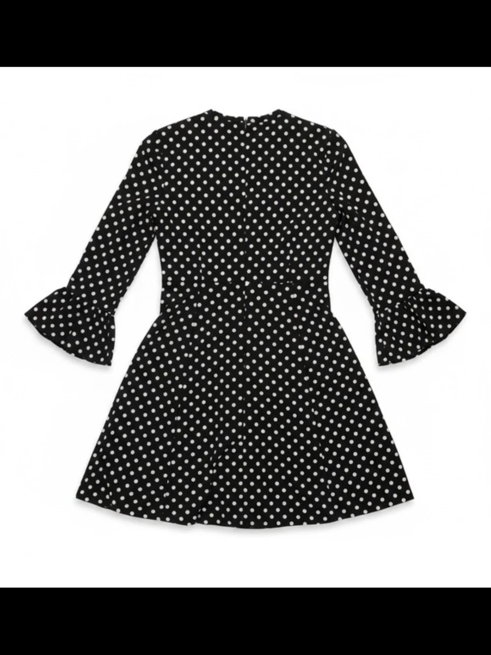 Kate Spade New York Polka Dot Fit & Flare Dress Bell Sleeve Black White S